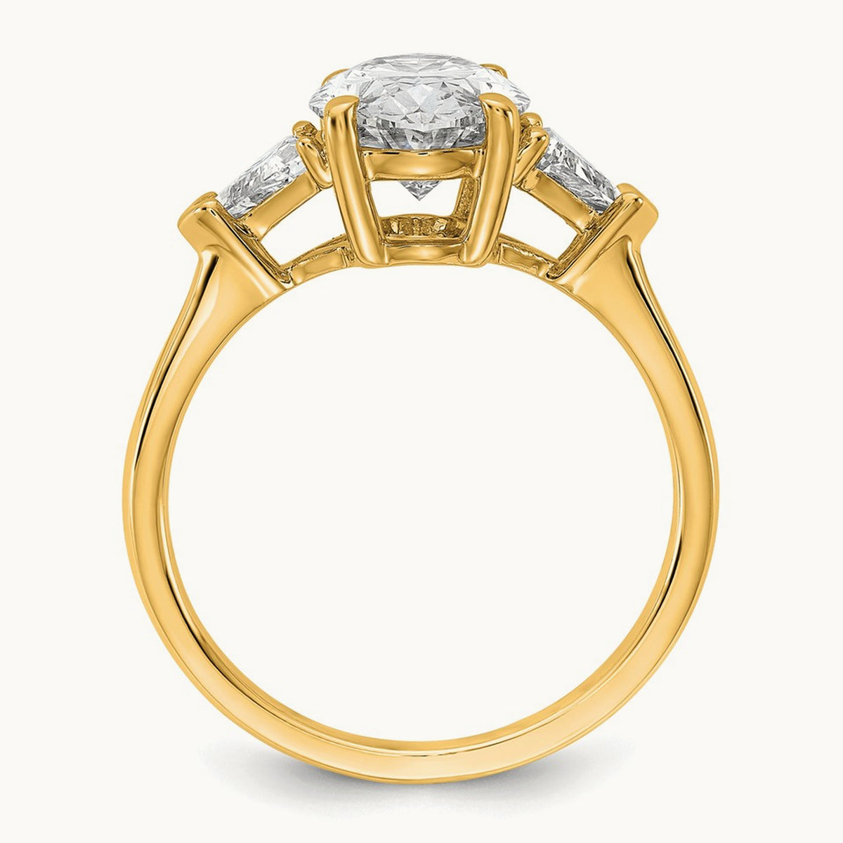 Oval & Trillion 3 Stone Engagement Ring, 1.50-4.00 ct tw Lab-Grown Diamond — 3 1/8 ct, 14K Yellow Gold