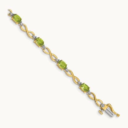 Peridot and Diamond Infinity Bracelet, 14K