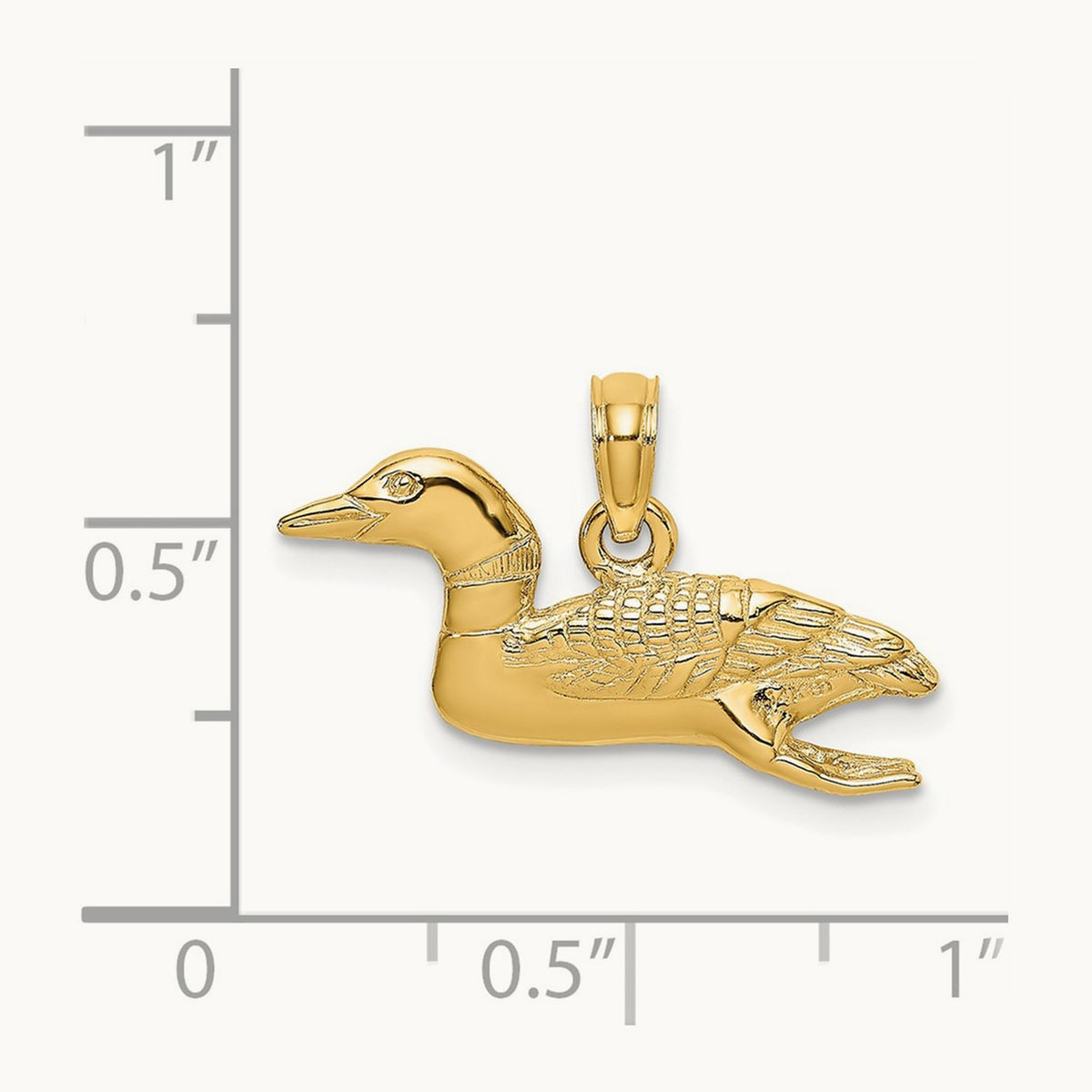 Solid Polished 3-Dimensional Mallard Charm, 14K