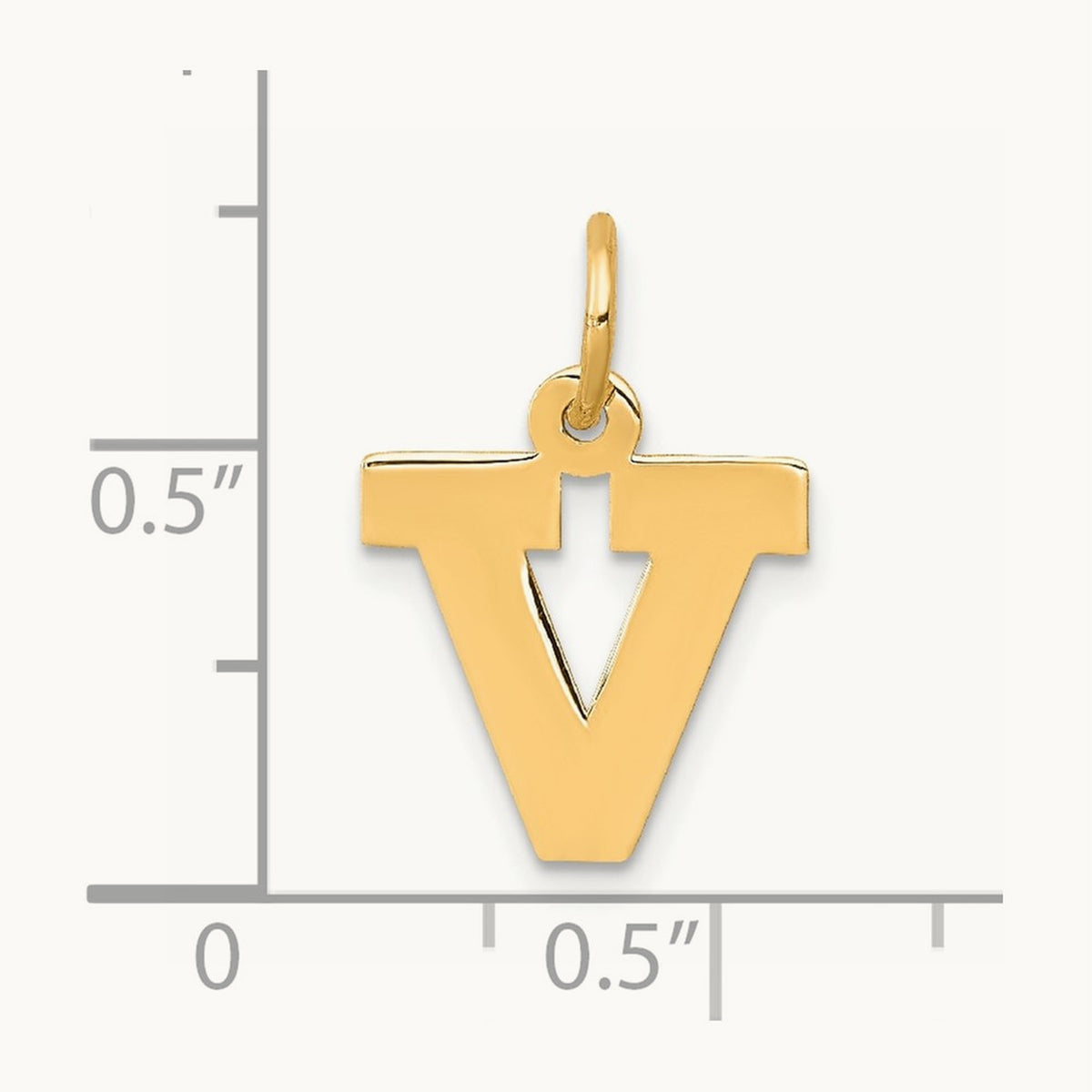 Small Block Initial Charm — 14K Yellow Gold, V
