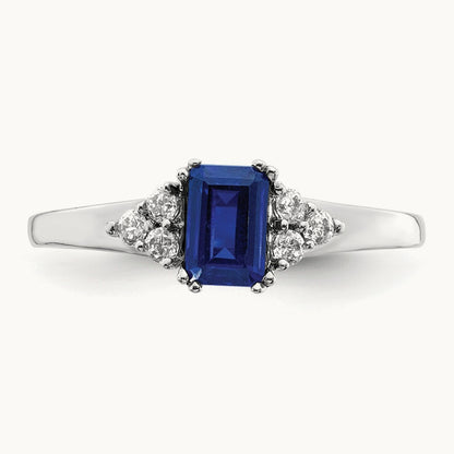 Diamond and Sapphire Ring, 14K White Gold