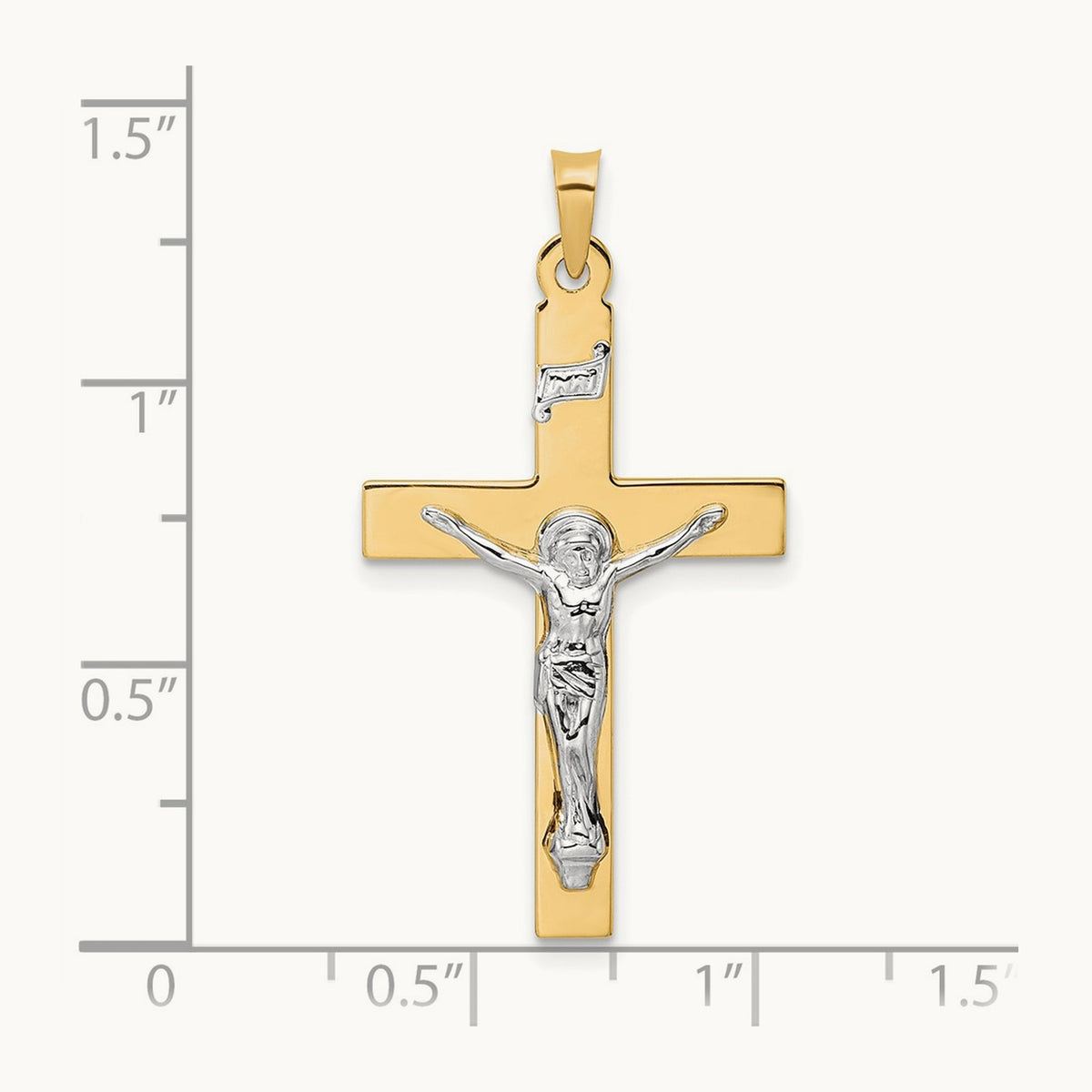 Polished Solid INRI Crucifix Pendant — 34.9mm