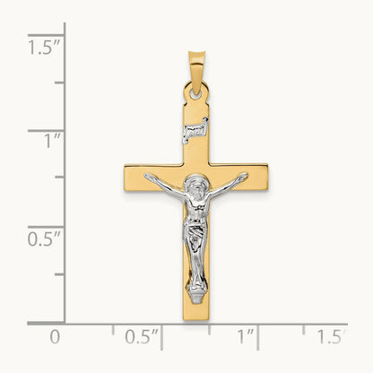 Polished Solid INRI Crucifix Pendant — 34.9mm