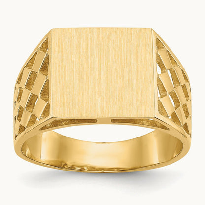 Open Back Mens Signet Ring — photo set