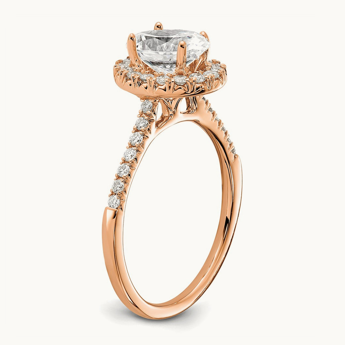 Oval Halo Engagement Ring, 0.25-2.50 ct tw Lab-Grown Diamond — 1 3/8 ct, VS (Best) · Certified, 14K Rose Gold