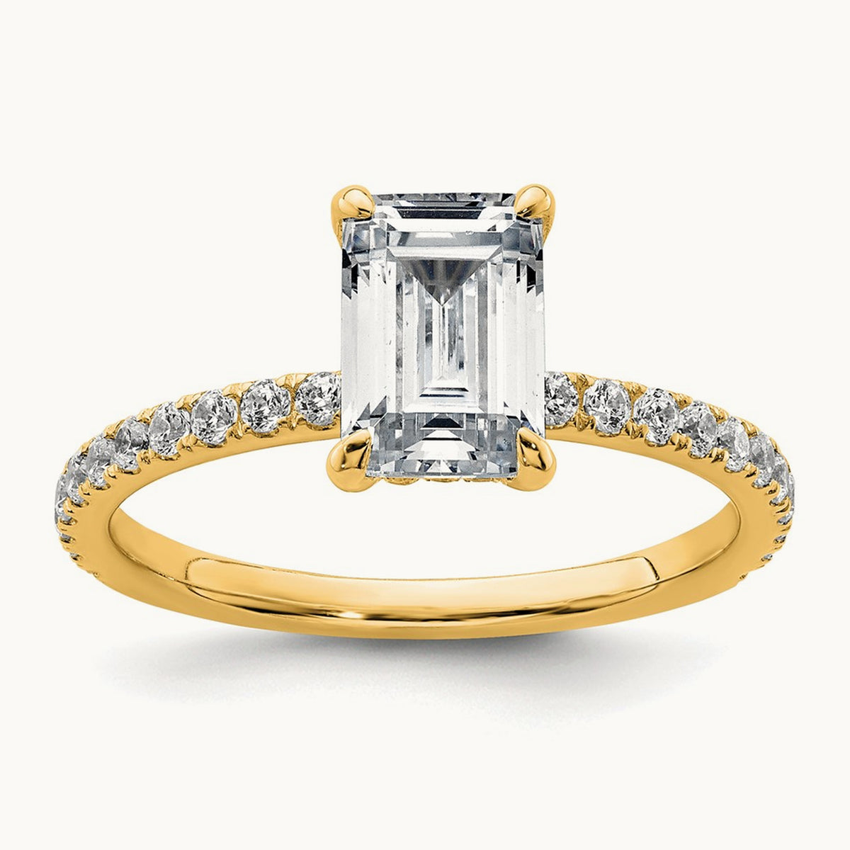 Emerald Solitaire Engagement Ring, 1.25-2.25 ct tw Lab-Grown Diamond — 14K Yellow Gold, 7 (2)