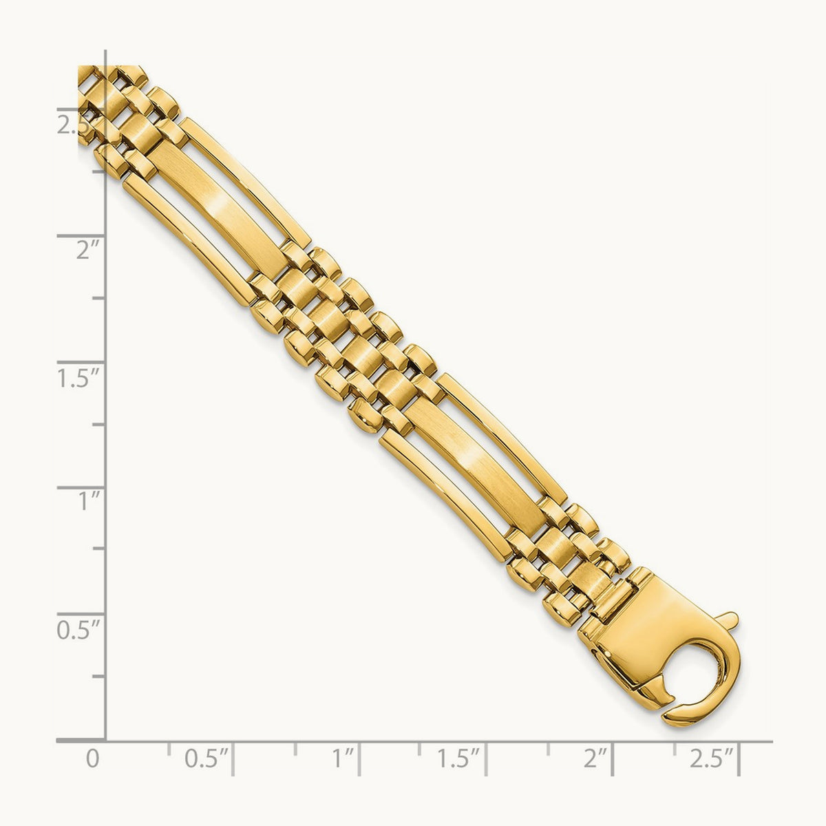 Polished and Satin 8.75in Mens Link Bracelet, 14K