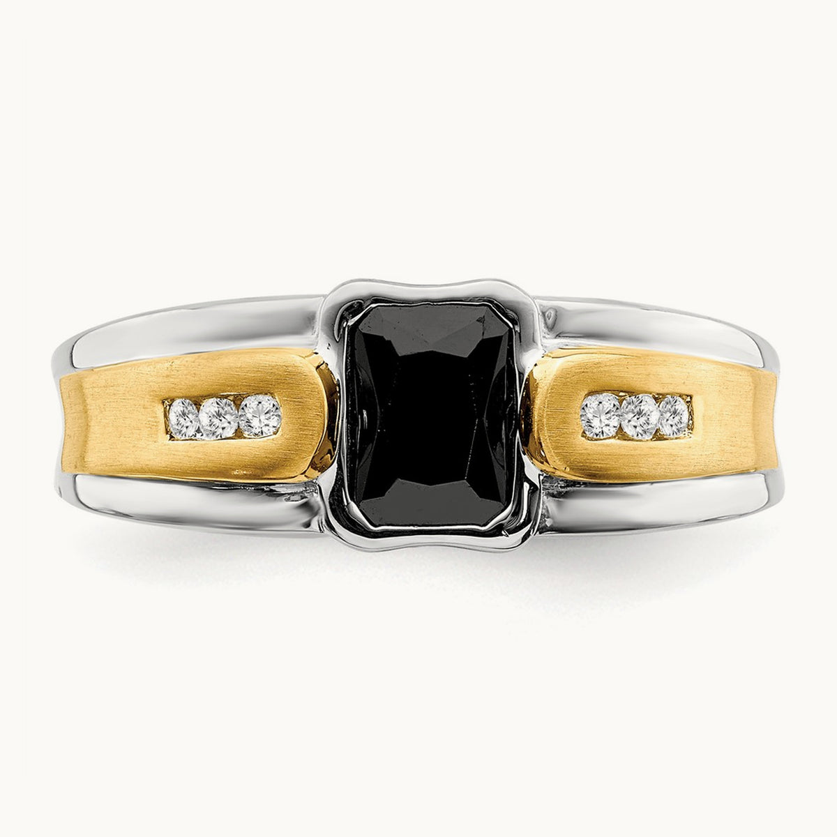 Onyx and Diamond Mens Ring, 14K Two-tone