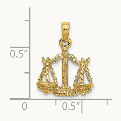 3-D Libra Zodiac Charm, 14K