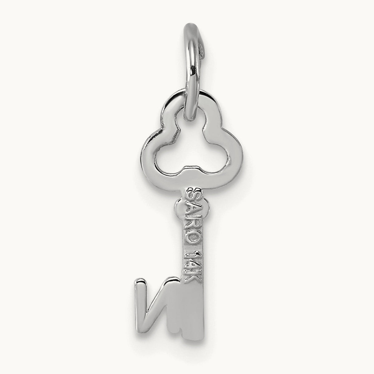 Key Initial Charm — 14K White Gold, N