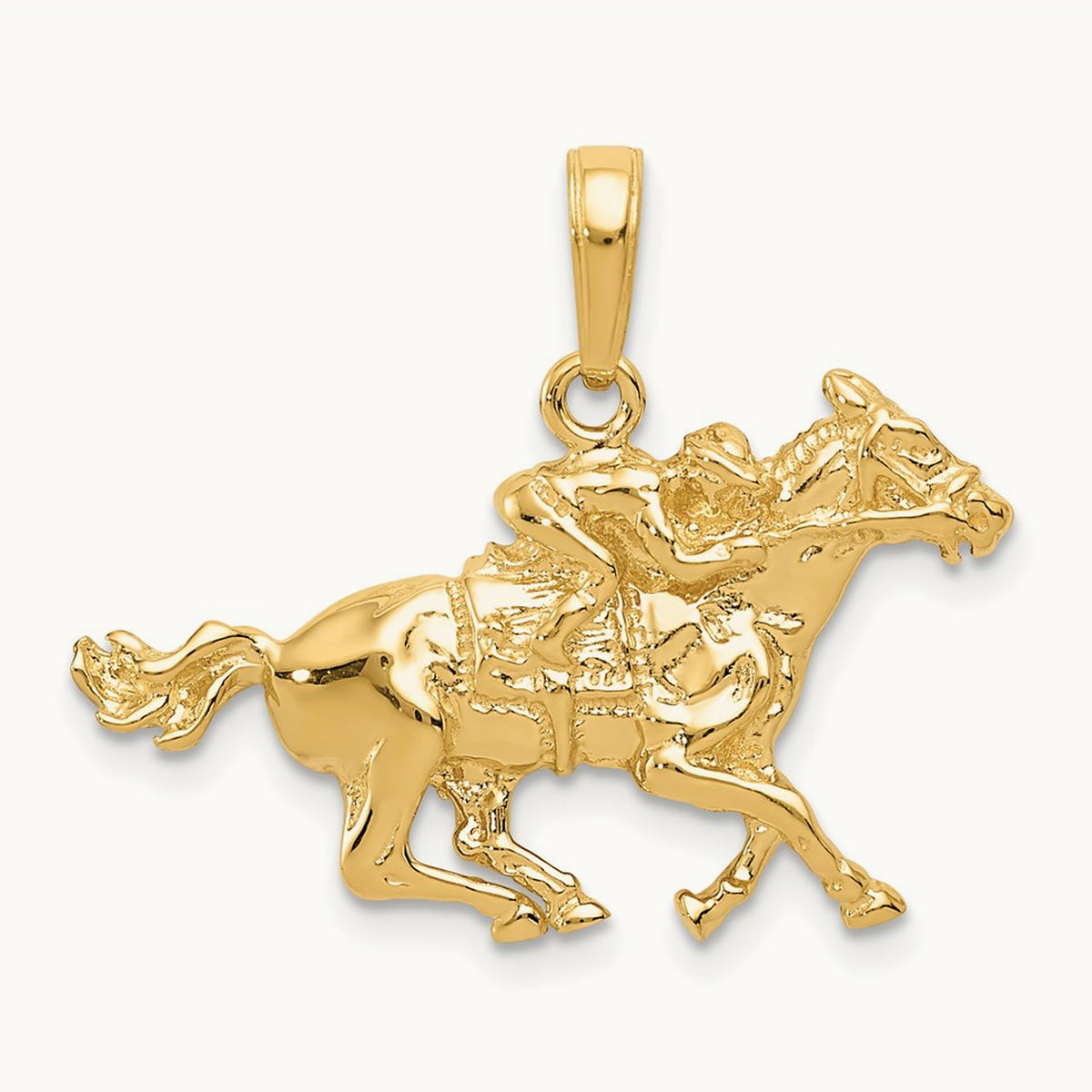 Jockey on Horse Pendant, 14K