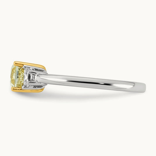 Cushion . Vivid Yellow & Half Moon Ring, 1 1/3-4 1/4 ct Lab-Grown Diamond