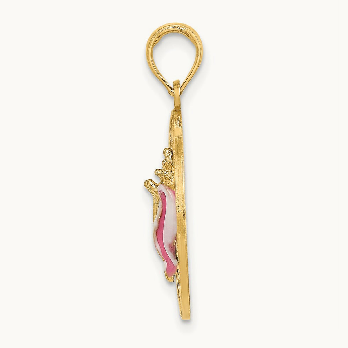 Enamel Conch Shell w/ KEY WEST Circle Charm, 14K