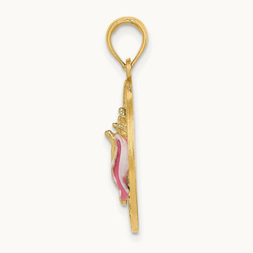 Enamel Conch Shell w/ KEY WEST Circle Charm, 14K