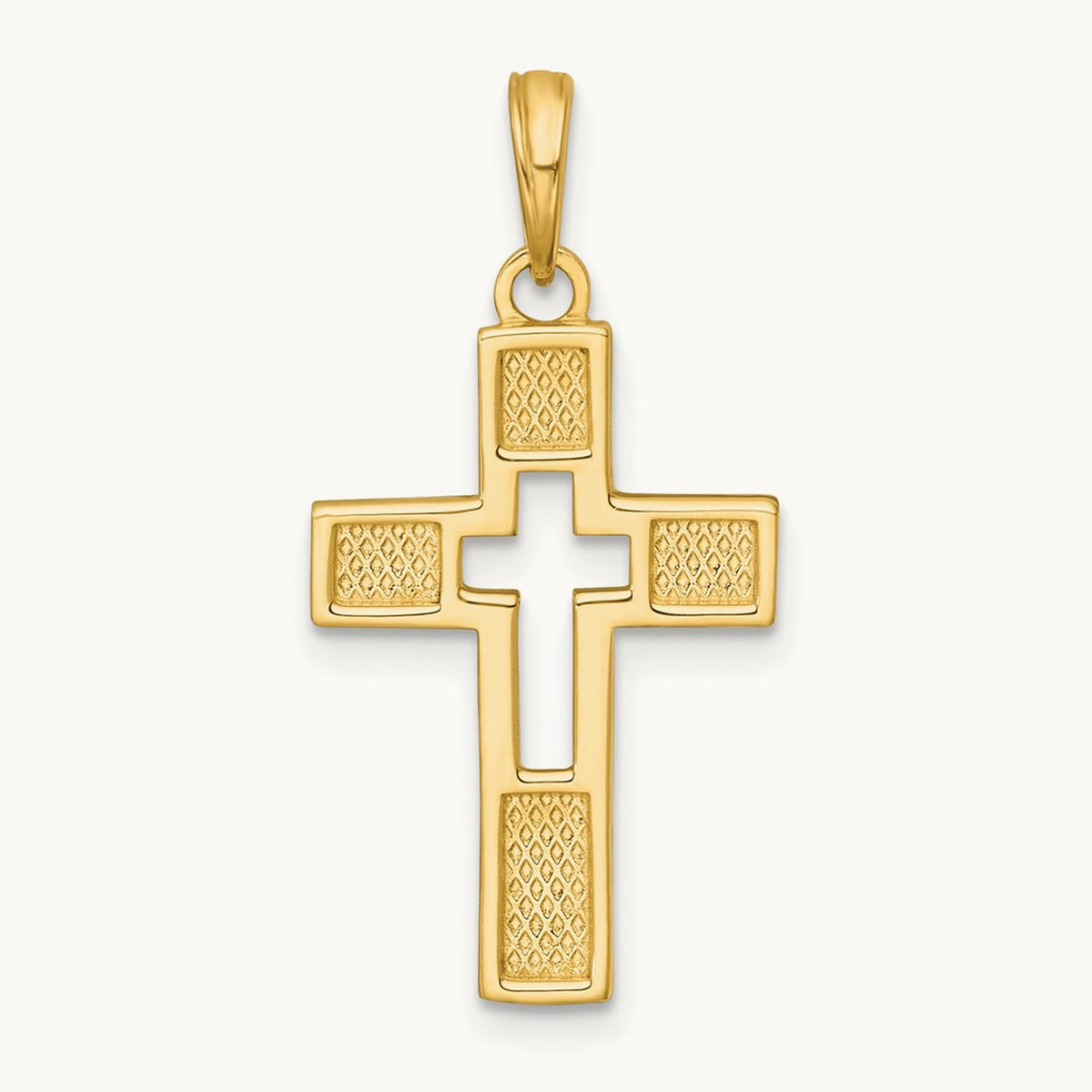 Polished Cut-Out Cross Charm — 26.4mm