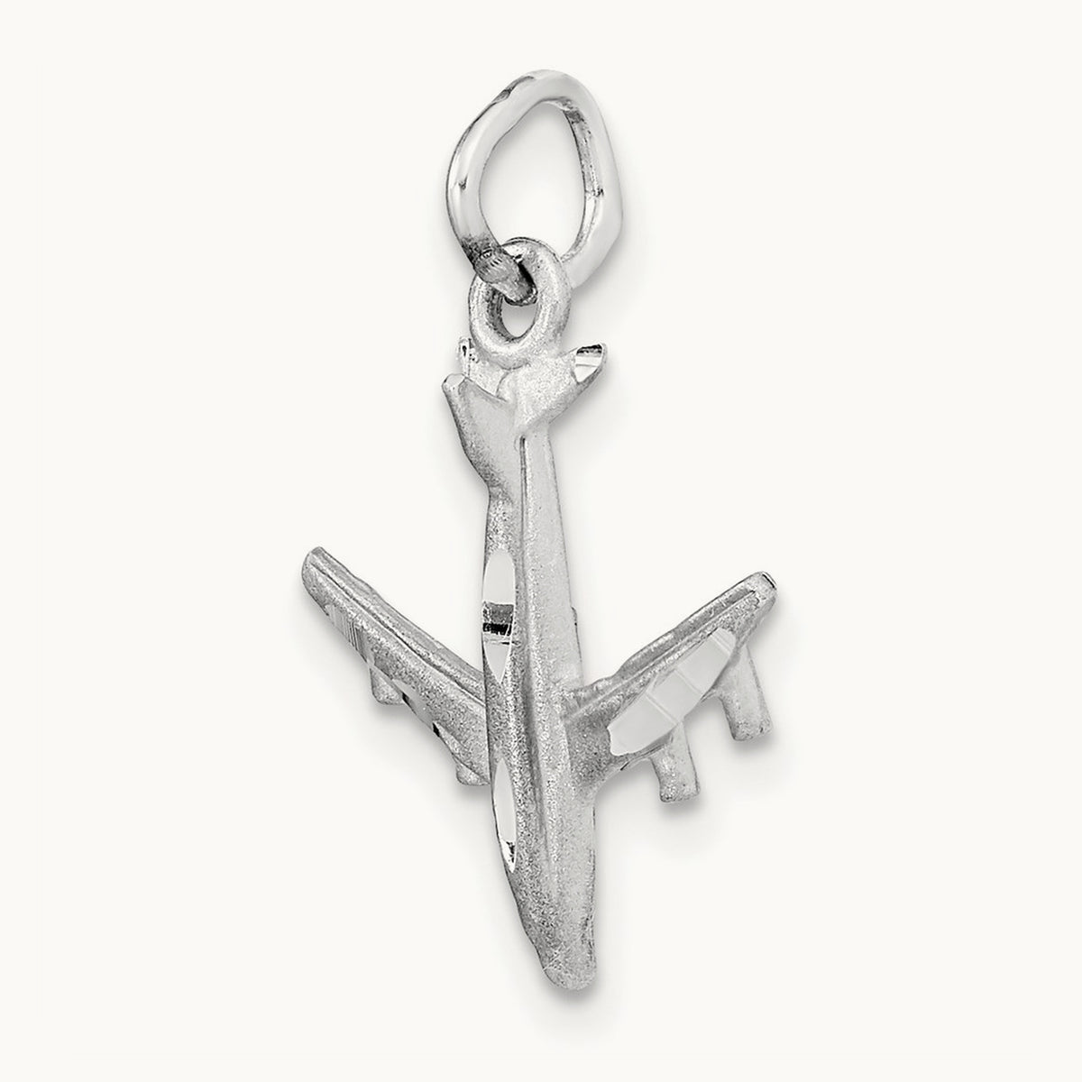 3-D Airplane Charm — 14K White Gold