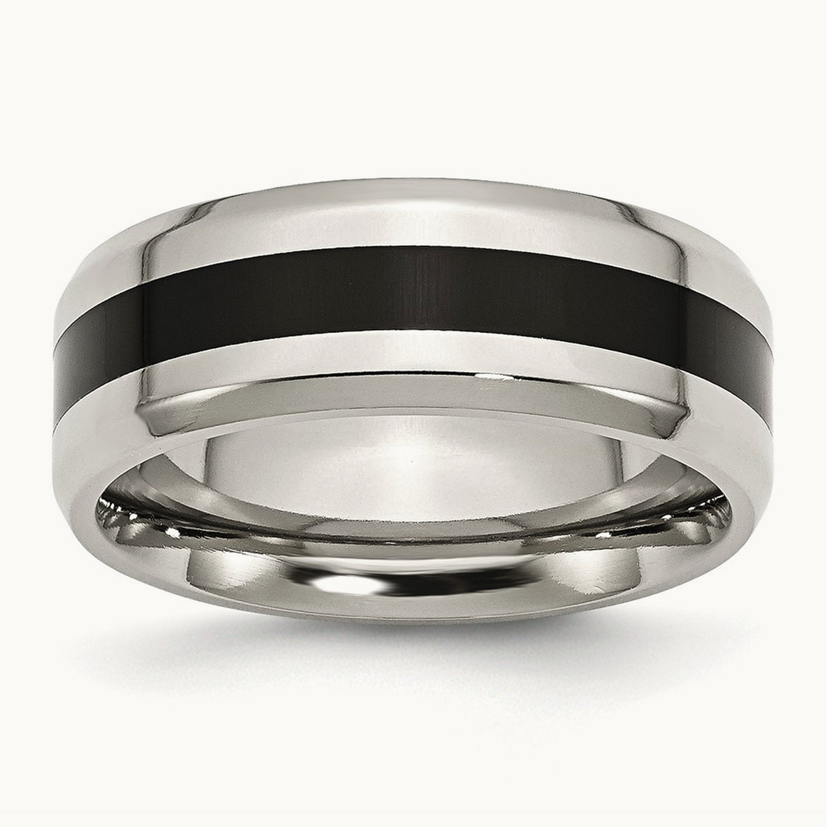 Polished Black Enamel Beveled Edge Band — photo set
