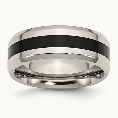 Polished Black Enamel Beveled Edge Band — photo set