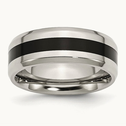 Polished Black Enamel Beveled Edge Band — photo set