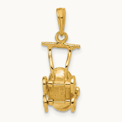3D Baby Carriage Charm, 14K