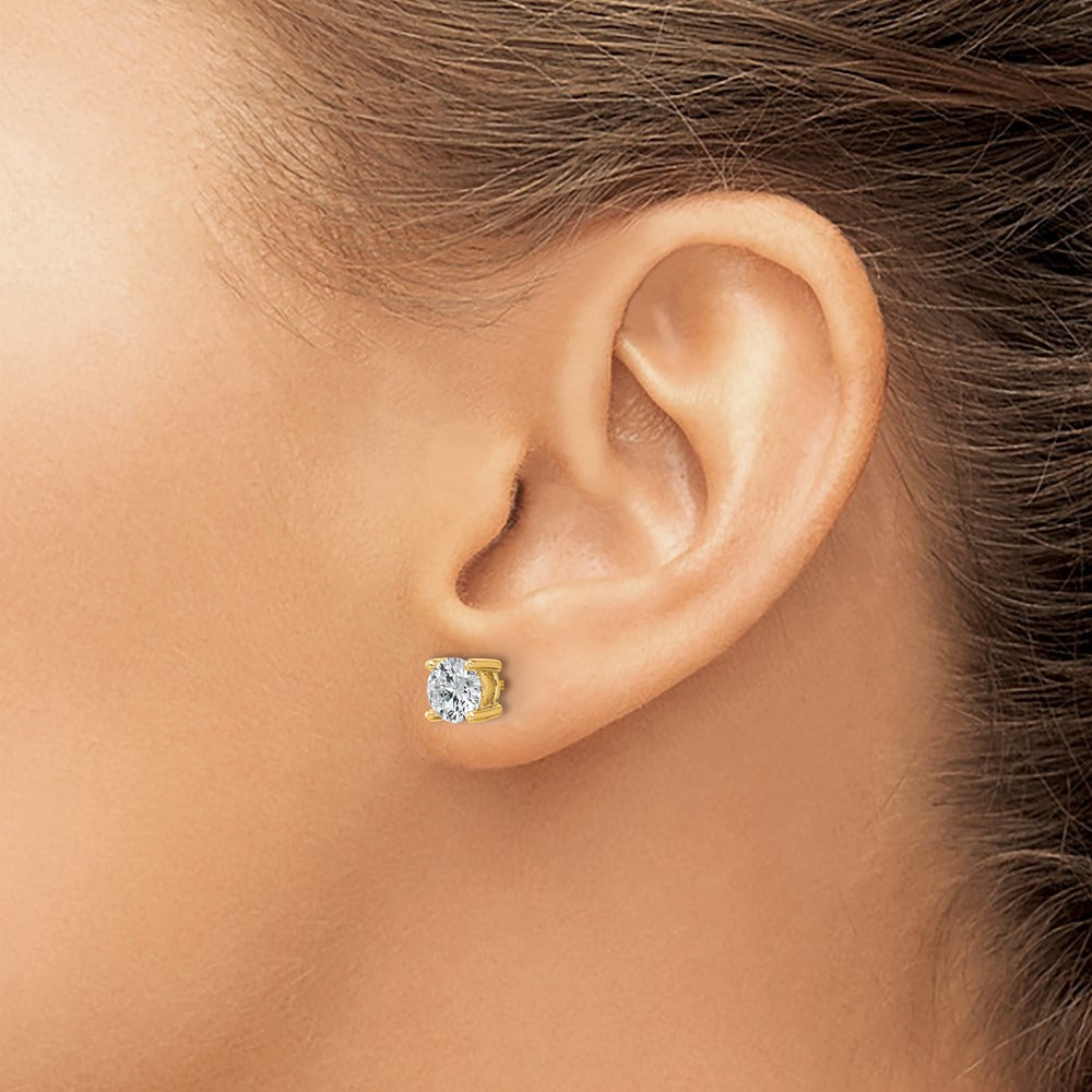 Round Heavyweight Stud Earrings, 0.10-7.00 ct tw Lab-Grown Diamond — 1 3/4 ct, 14K Yellow Gold
