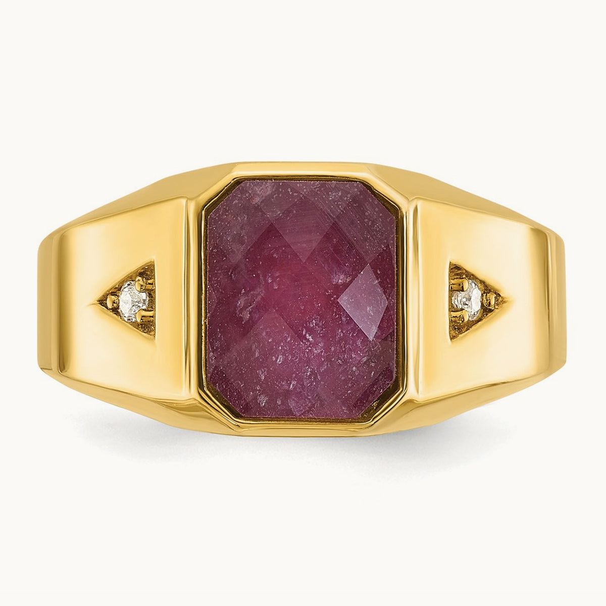 IBGoodman Men's Created Ruby Doublet Stone and Diamond Complete Ring, 14K