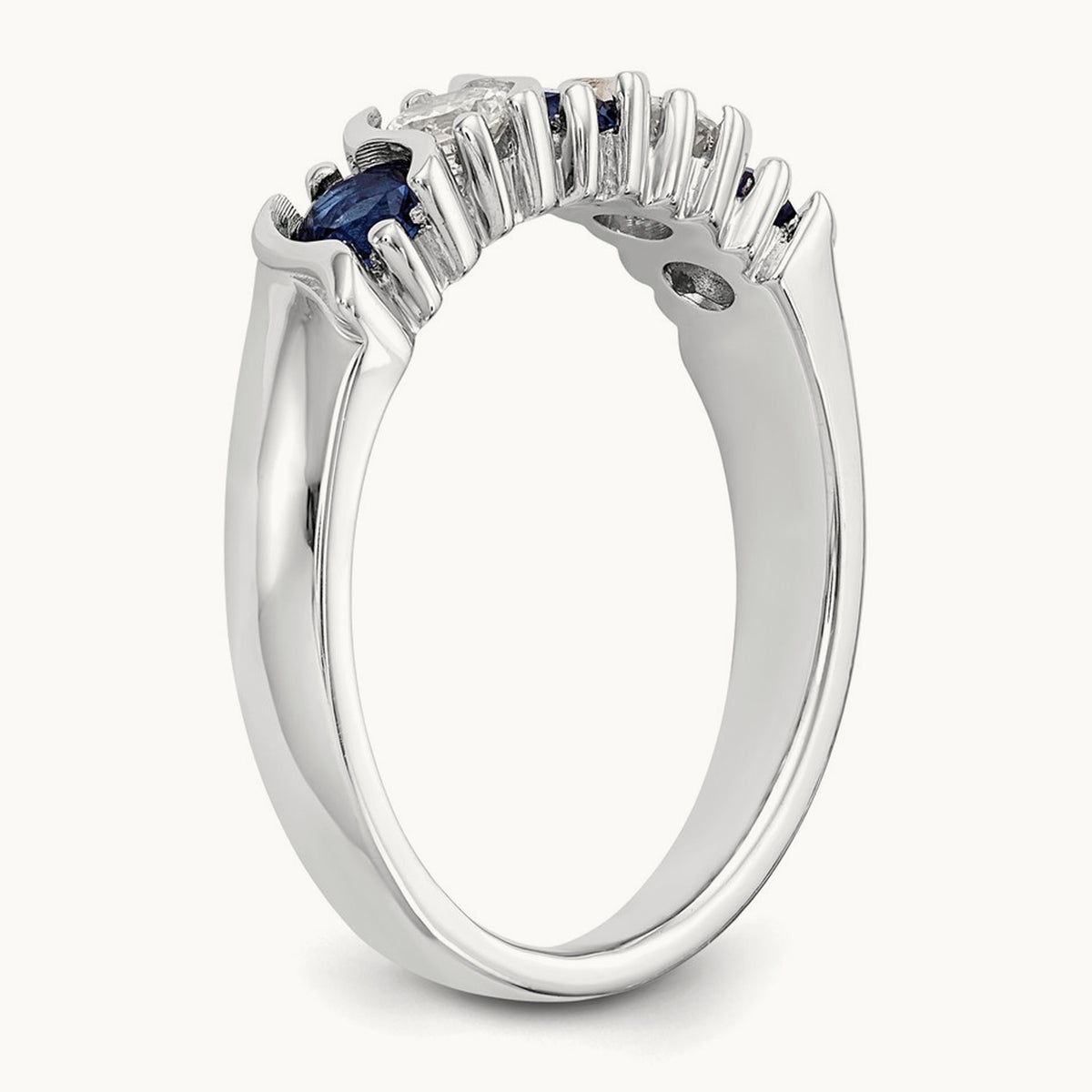 Diamond with Sapphire Band — 14K White Gold, 0.306 ct, 7