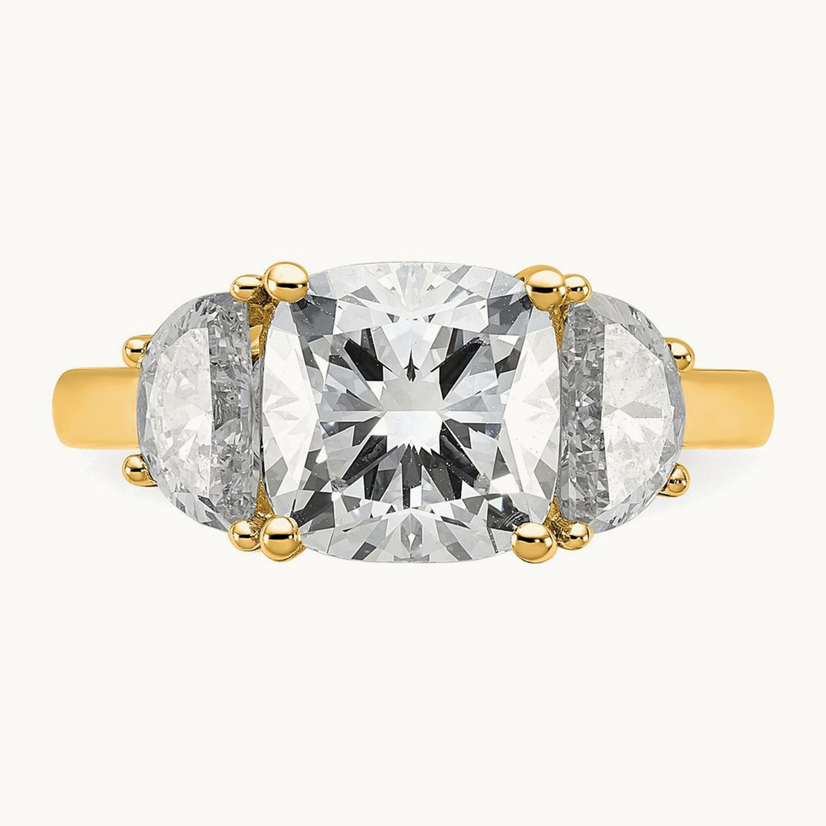 Half Moon & Cushion Semi-Mount Engagement Ring, 0.25-1.00 ct tw Lab-Grown Diamond — 1 ct, 14K Yellow Gold