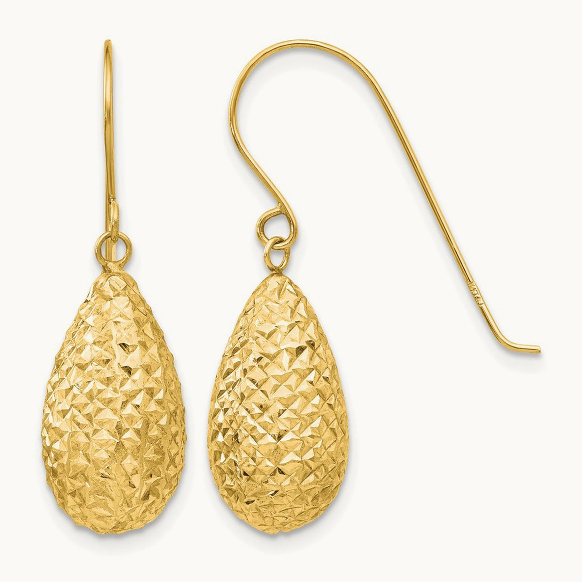 Puff Teardrop Earrings, 14K