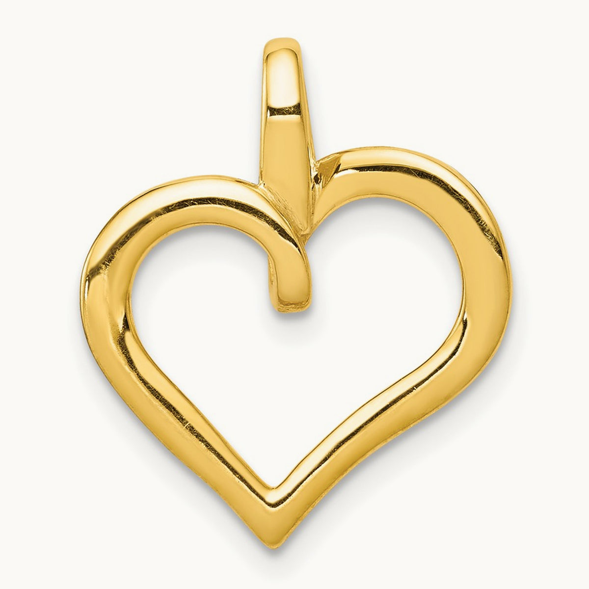 Diamond Heart Pendant — 14K Yellow Gold, 17mm