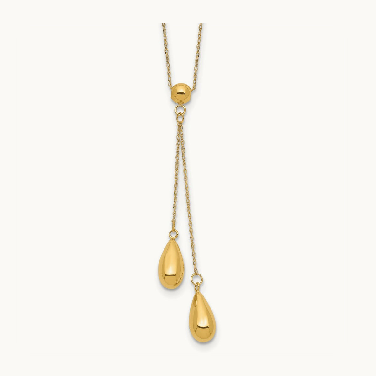 Polished Dangle Bead Necklace, 14K