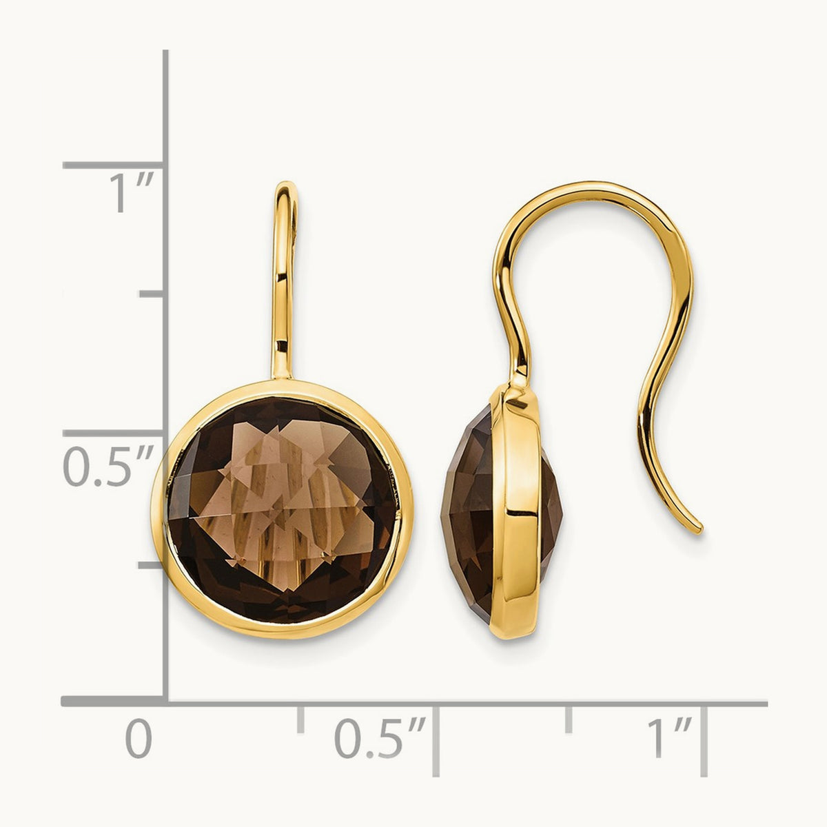Smoky Quartz Dangle Earrings, 14K