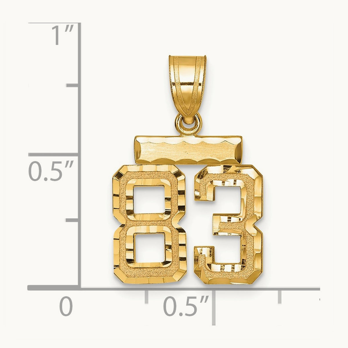 Small Brushed Diamond-cut Number 83 Charm, 14K
