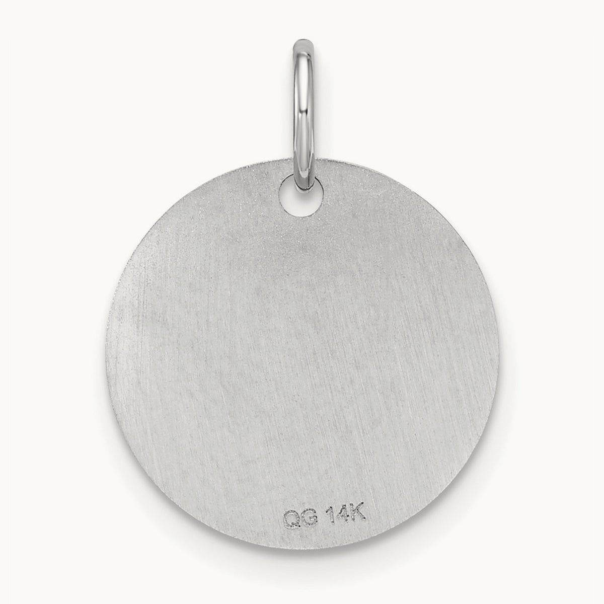 Polished Black Enamel Initial Disk Charm — 14K White Gold, G