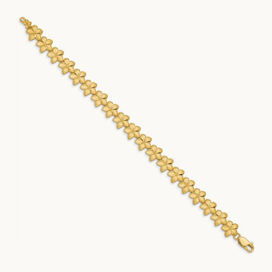 Brushed & D/C Plumeria Bracelet, 14K