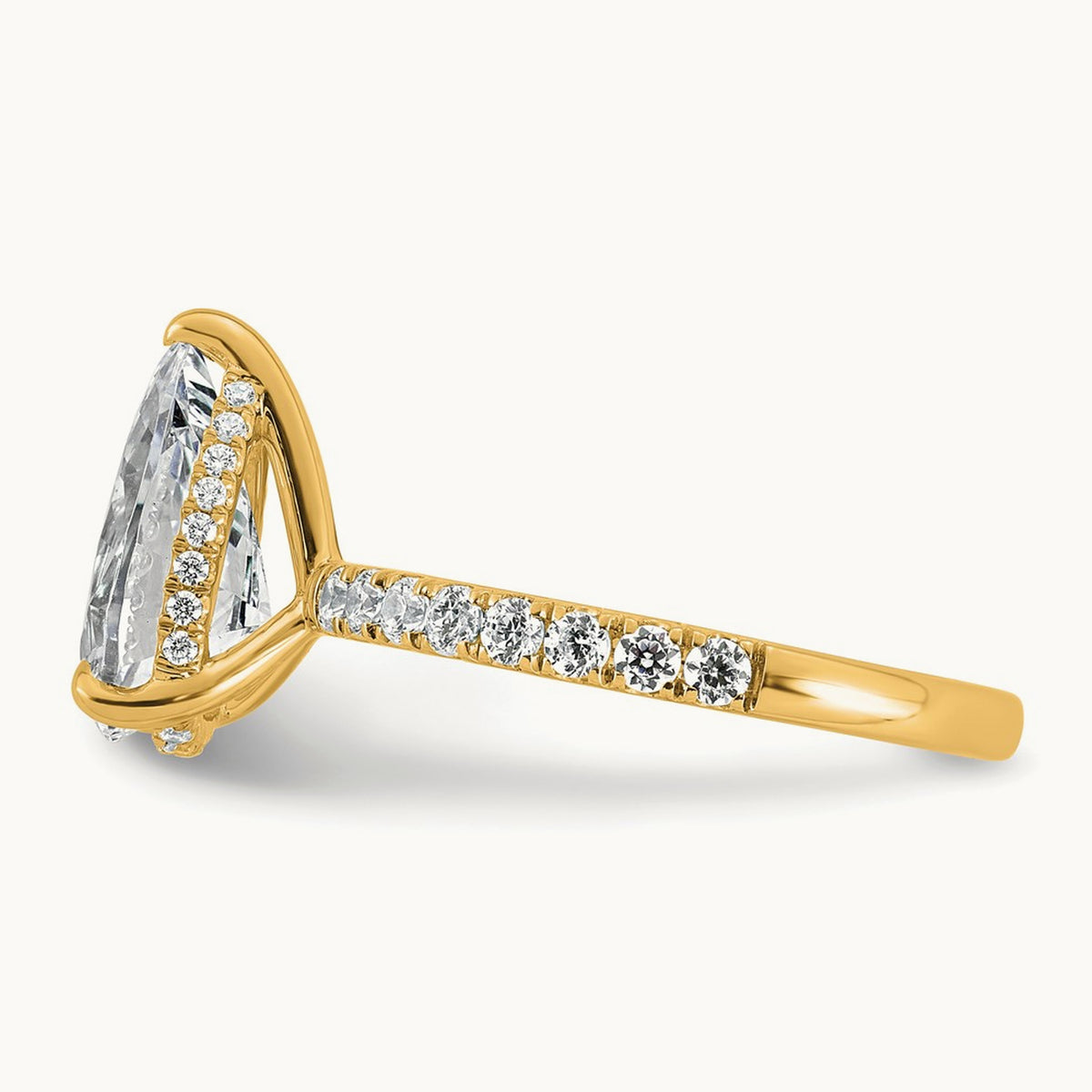 Pear Solitaire Engagement Ring, 1.25-4.75 ct tw Lab-Grown Diamond — 3 1/2 ct, 14K Yellow Gold
