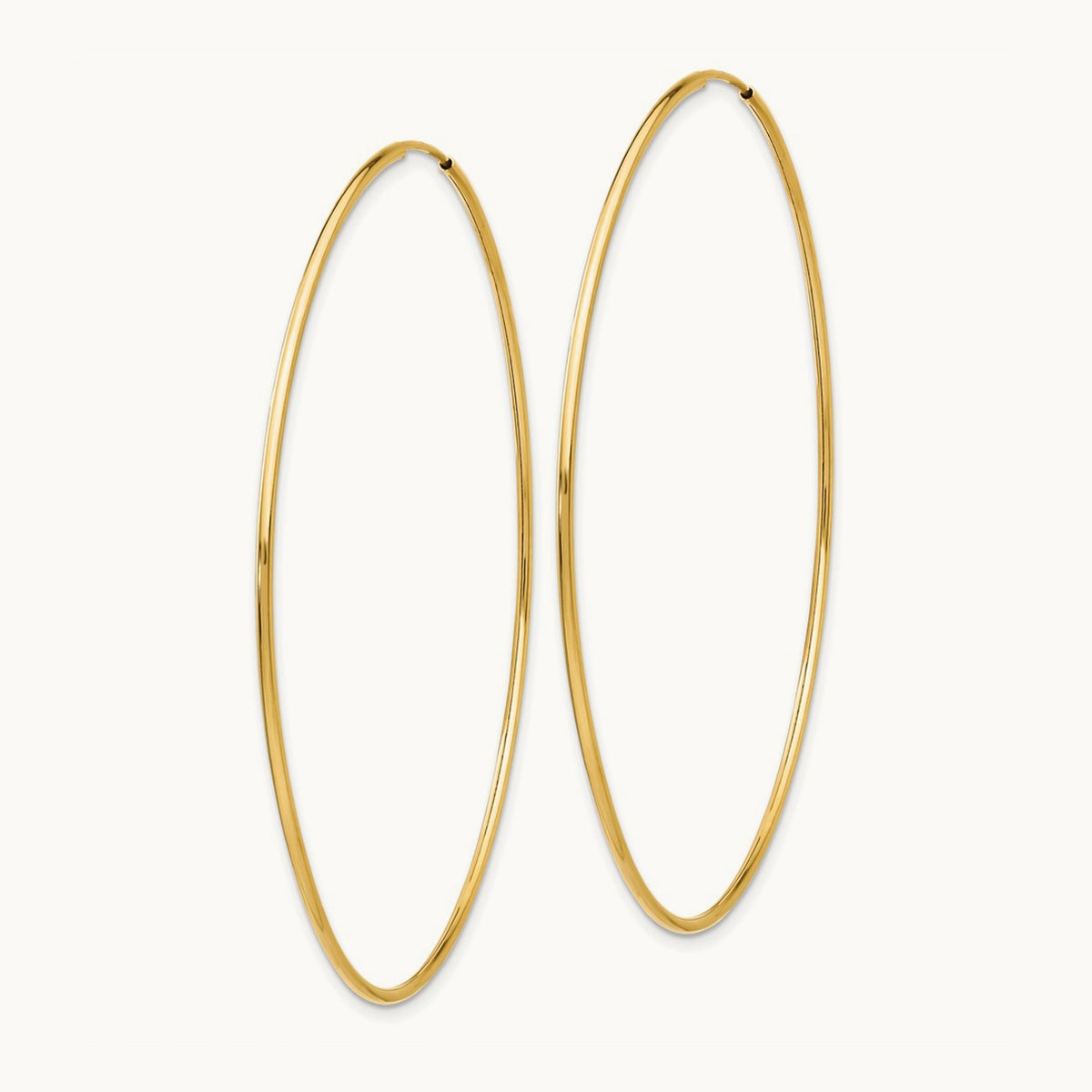 Polished Endless Tube Hoop Earrings, 1.20mm, 14K
