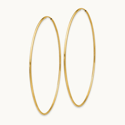 Polished Endless Tube Hoop Earrings, 1.20mm, 14K