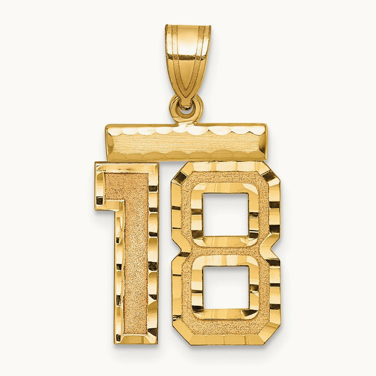 Medium Diamond-cut Number 18 Charm, 14K