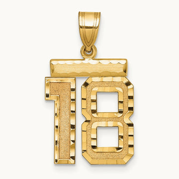 Medium Diamond-cut Number 18 Charm, 14K