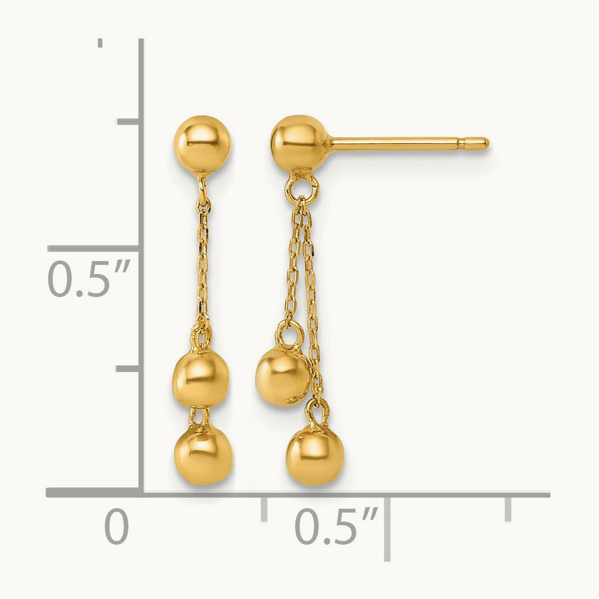 Polished Dangle Ball Post Earrings, 14K