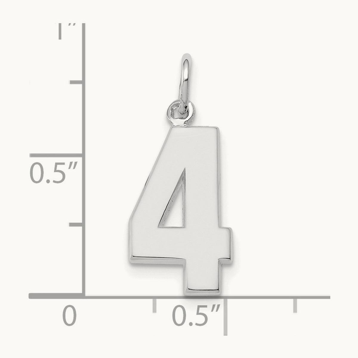 Medium Polished Number 4 Charm — 14K White Gold