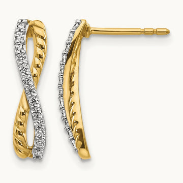 Diamond Fancy Twist Post Earrings, 14K Two-tone