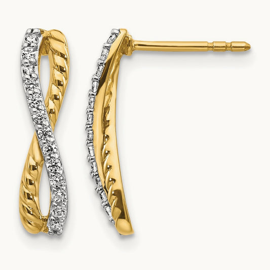 Diamond Fancy Twist Post Earrings, 14K Two-tone