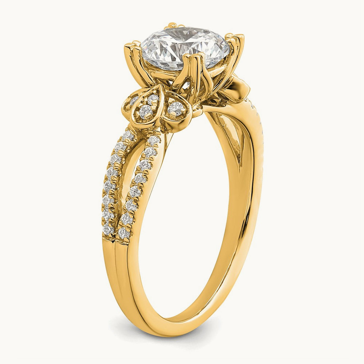 1 1/2ct Round Split Shank Semi-Mount Engage Dia Ring, 14K Gold