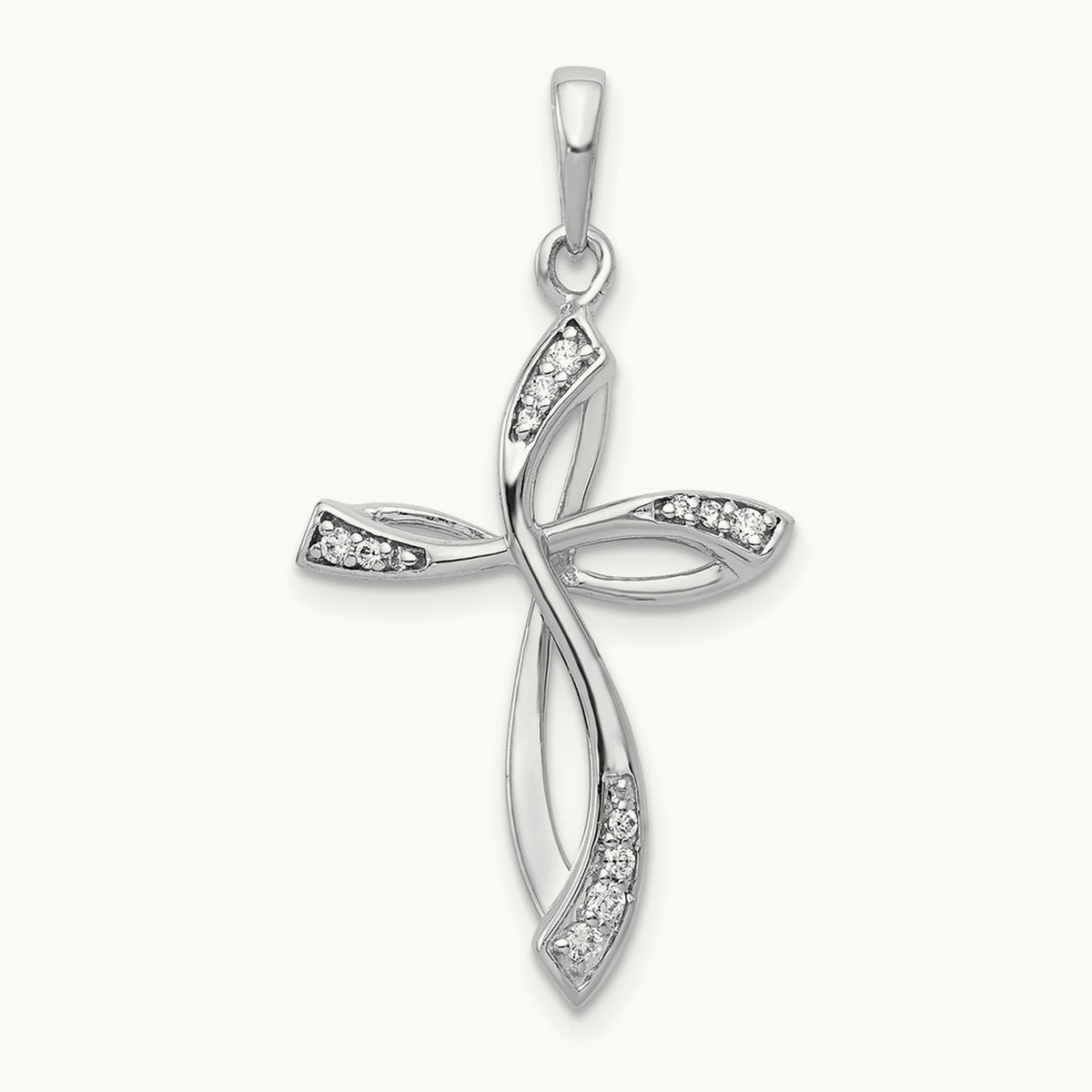 Cross Pendant, 0.07 ct tw Lab-Grown Diamond — 14K White Gold