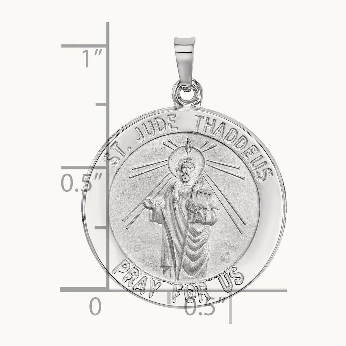 Saint Jude Medal Pendant, 14K White Gold