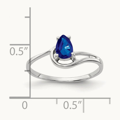 6x4mm Pear Sapphire ring, 14K White Gold