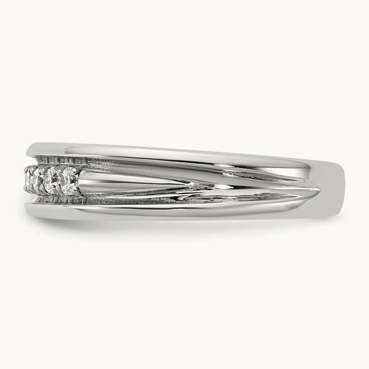 IB Goodman Mens Polished Complete 5-Stone 1/6ct Diamond Ring, 14K White Gold
