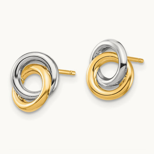 & White Rhodium Circles Post Earrings, 14K